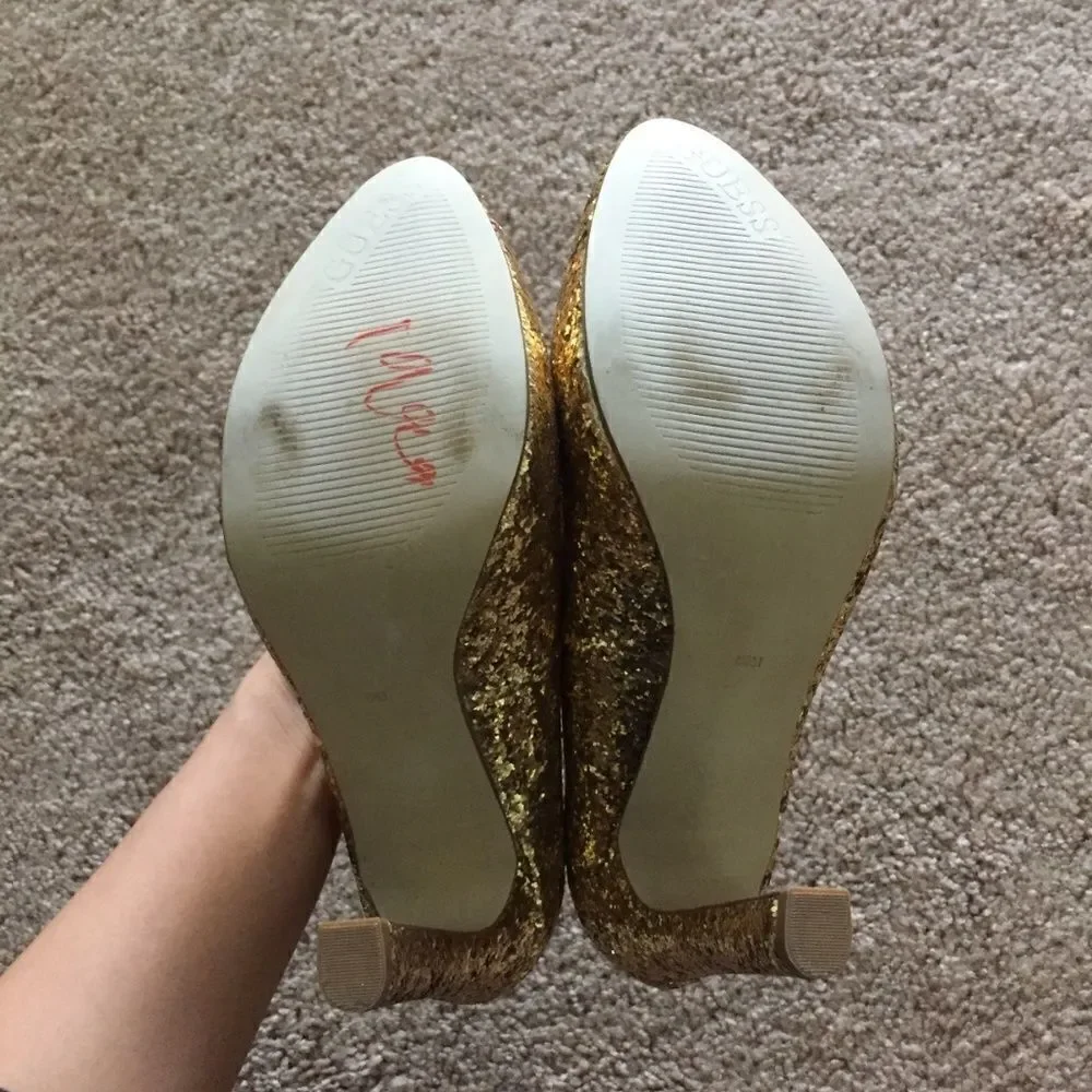 Guess Sparkly Gold Heels